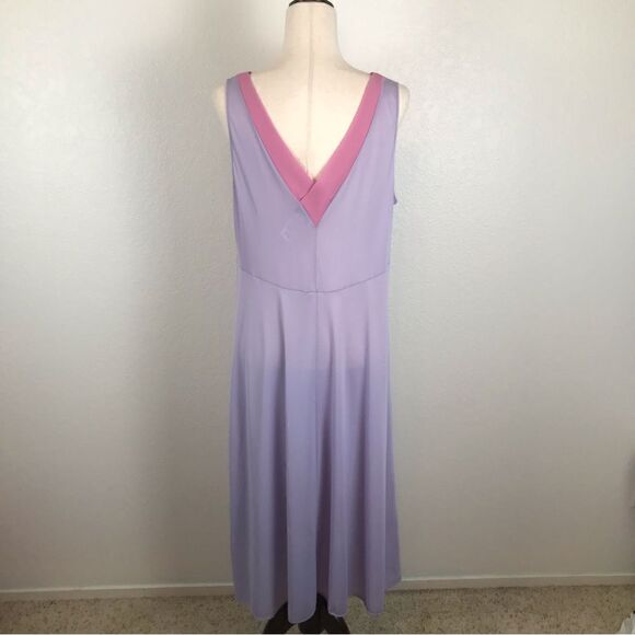 Vintage Vanity Fair lavender & mauve deep V neck & back Maxi slip dress XL* - Picture 4 of 6